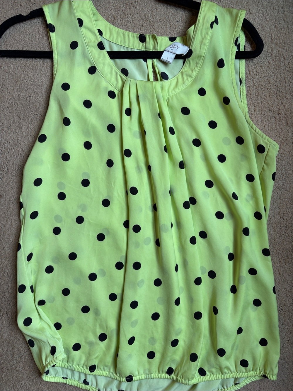 LOFT Neon Green Polka Dot Sleeveless Camisole